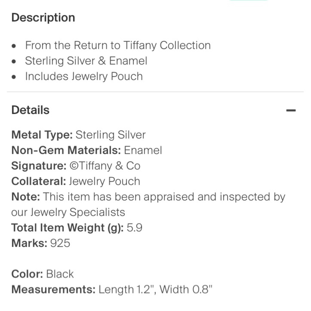 Authentic Tiffany & Co. Return to Tiffany’s heart black splash Sterling … - Picture 6 of 6